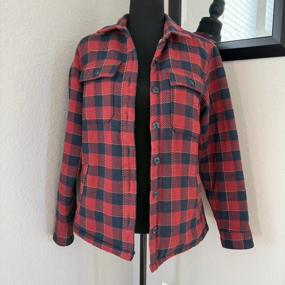 VINTAGE LL BEAN Signature Grunge Sherpa Lined Chamois Plaid Flannel Jacket Small - Picture 2 of 15